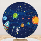 Lofaris Space Stars Circle Happy Birthday Backdrop For Boy